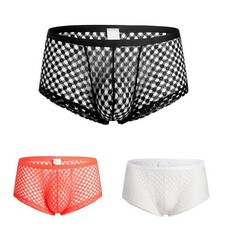 Men's Breathable Fishnet Trunks See Through Mesh Boxer Shorts for Relaxation