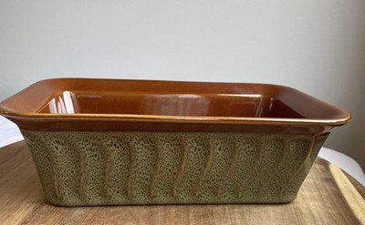 Paula Deen Signature Stoneware Green & Brown Ceramic Baking Dish Loaf Pan 9 x 5 