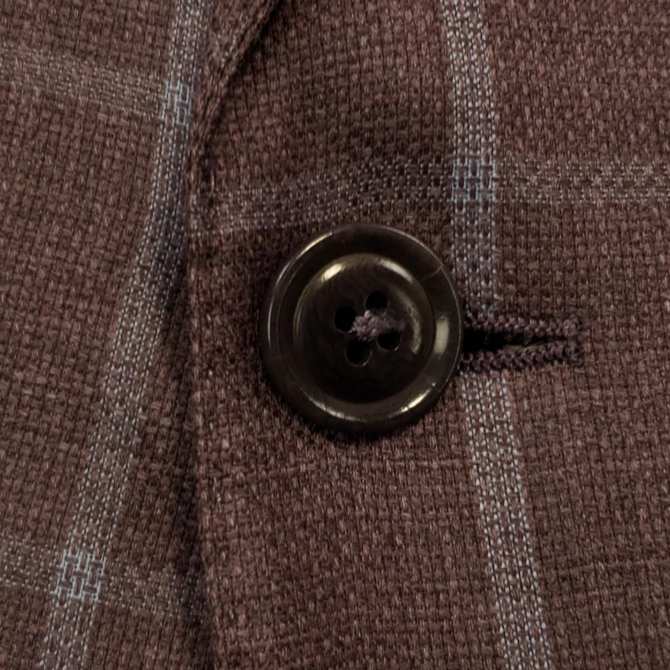 Blazer Eremenegildo Zegna Peso Cero Hombres 46L Delgado Púrpura Azul Manchas Ventana Foto 3 de 4