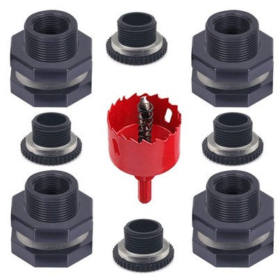 Qitdathn 4 PCS Rain Barrel Bulkhead Fitting kit 3/4'' (Diameter 25mm), Gray 