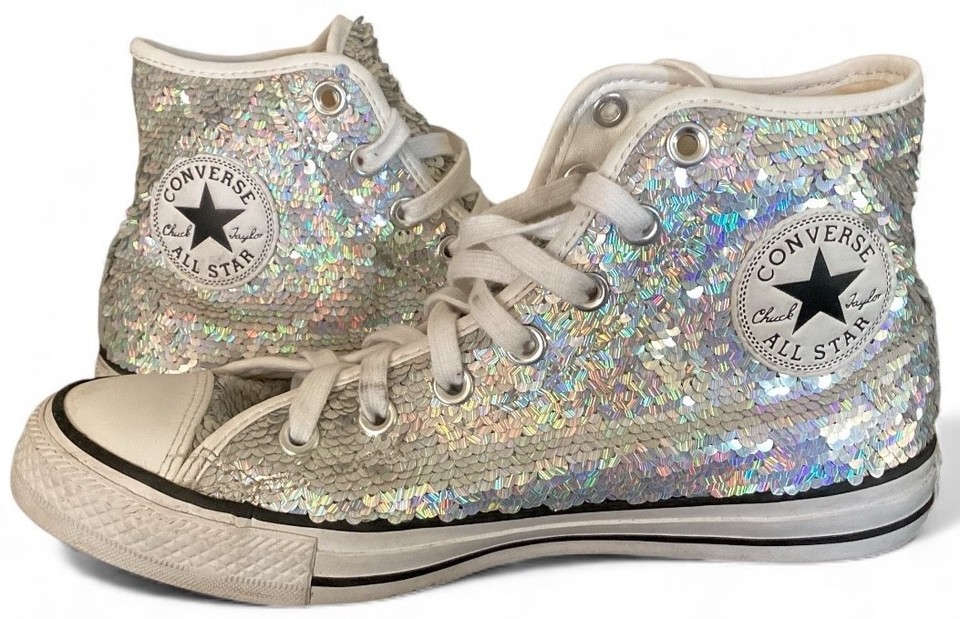 Converse All Stars Chuck Taylor High Top Metallic Silver Sneakers NWOT Converse Chuck Taylor All Star High Top Silver for sale | eBay main image 4