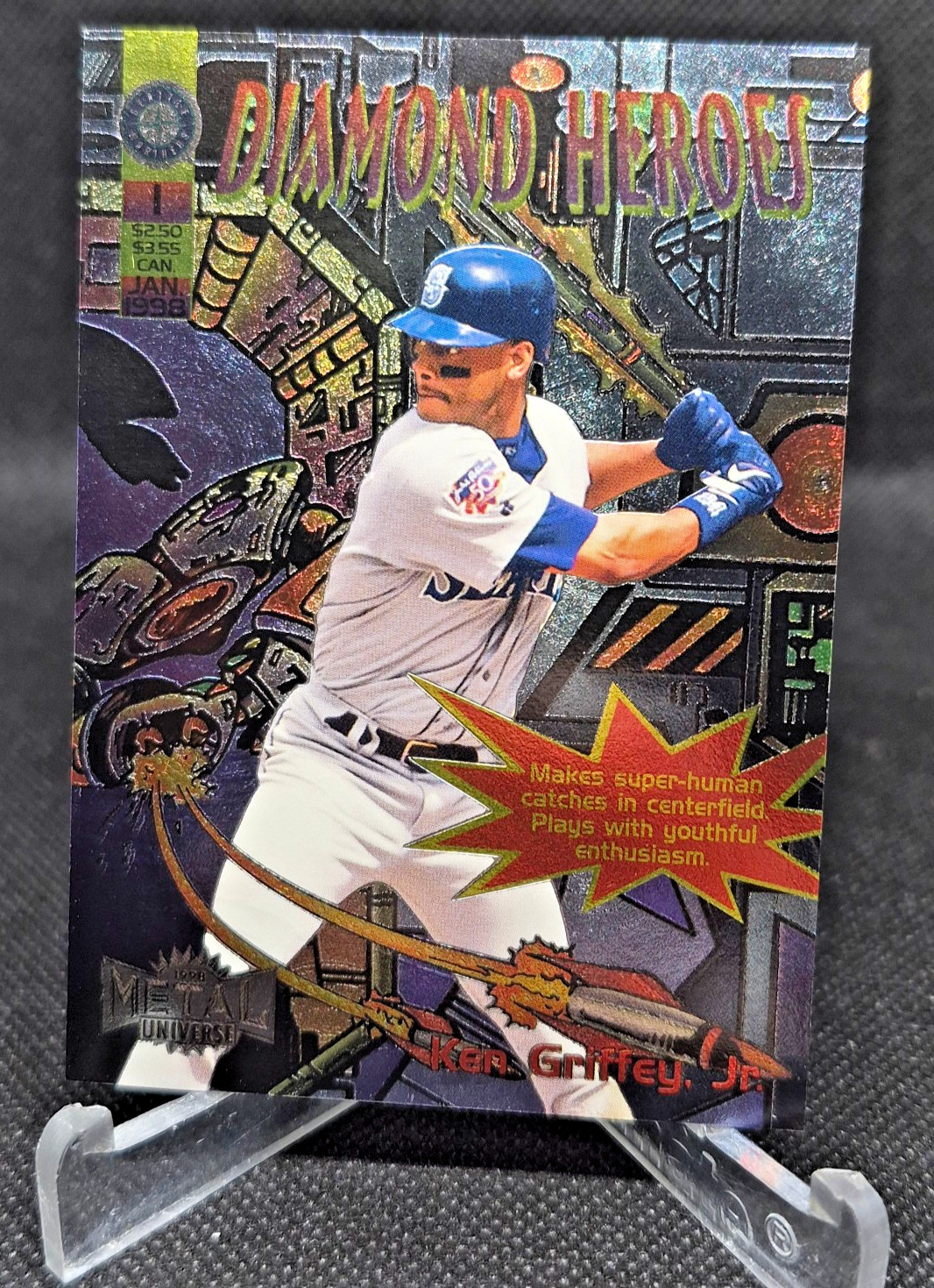 Ken Griffey Jr 1998 Skybox Metal Universe Diamond Heroes Foil Seattle Mariners