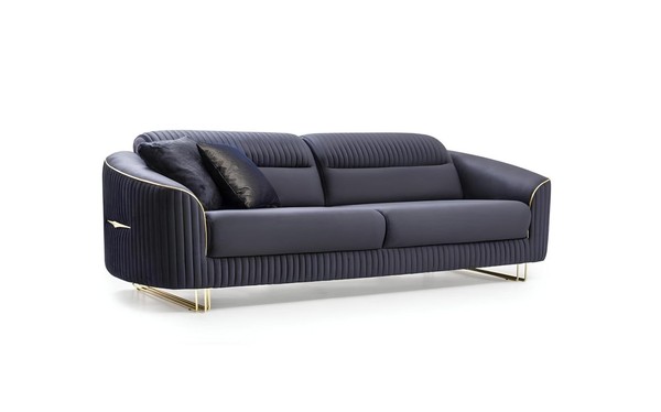 Sofa 3 Sitzer Polstersofa Blau Textil Sitz Design Couch Modern Neu-image