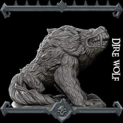 Dire Wolf Beast Resin 3D Printed Fantasy Miniature D&D Tabletop RPG
