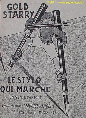 REKLAME FÜLLERHALTER GOLD STARRY VON 1921 AD PEN