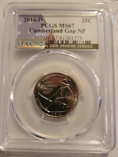 2016-P Cumberland Gap National Park Quarter PCGS MS67 Mac Sticker