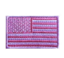 Pink American Flag Patch Embroidered Sew-On USA Patriotic Decal Free Shipping!