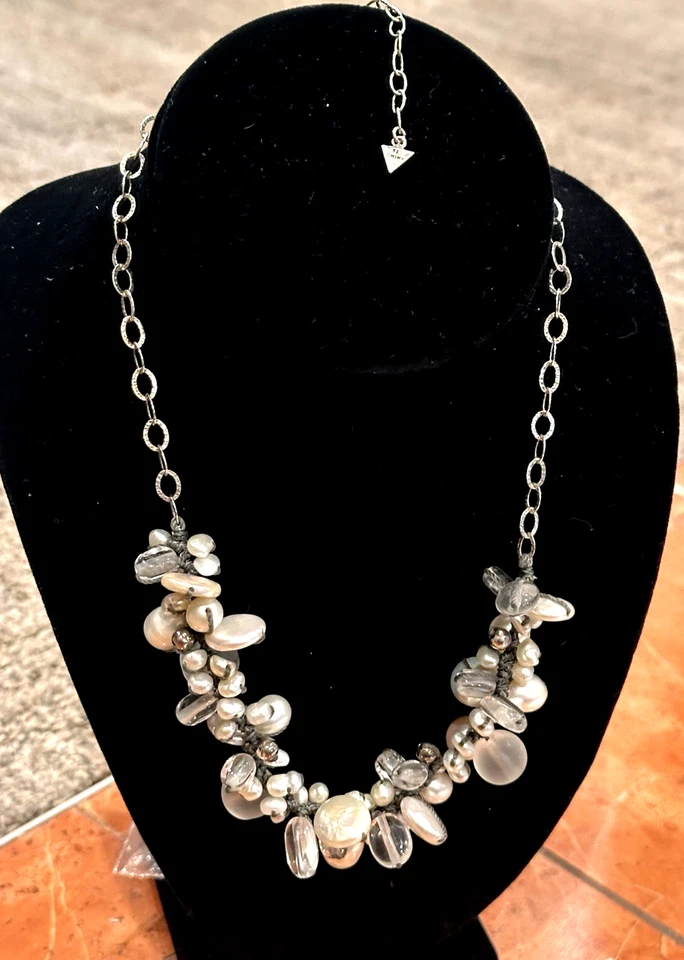 SILPADA Effervescence Sterling Silver Pearl Quartz Crystal 18" Necklace N2189 EU - Image 3 of 4