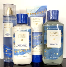 Bath & Body Works Lot of 4 DENIM & DAISIES Mist~Lotion~Shower Gel~Body Cream