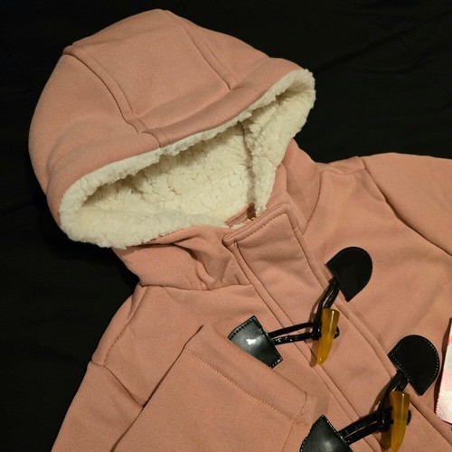 NWT Pink Platinum Girls Zip up Hooded Toggle Fleece Jacket Blush Size 4 XS - Picture 3 of 8