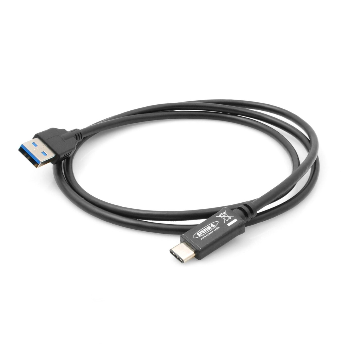 SYSTEM-S Cavo USB 3.1 25 cm Tipo C Maschio a 3.0 Tipo A Maschio Down Angled