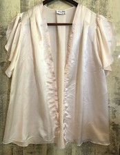 MISS DIOR Vintage Half Robe Lingerie Pink Ivory Flutter Sleeve Silky Coquette