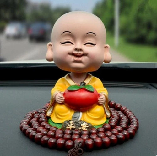 Kreatives Auto Ornament Kopfschütteln Maitreya Buddhistischer Mönch süß Auto Deko - Bild 18 von 26
