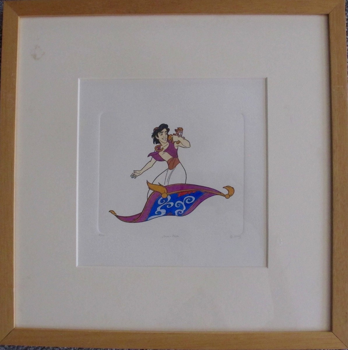 Disney ALADDIN MAGIC CARPET Large Handmade L/E Etching Art Sowa