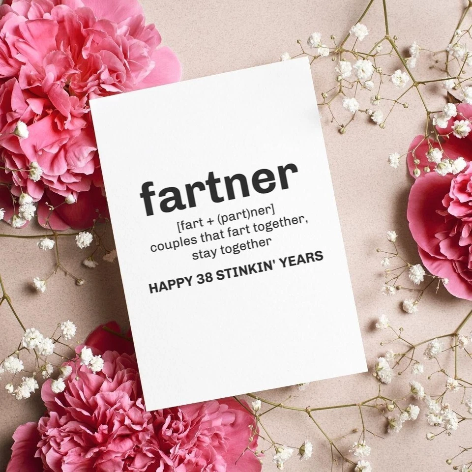 Funny 38th Anniversary Card, Card For Boyfriend, Girlfriend, wife, husband. - Image 4 of 4