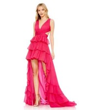 MAC DUGGAL PROM DRESS LAYERED HI LOW IN HOT PINK 68065 WOMENS SIZE 8 NEW
