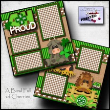 4H PROUD  2 premade scrapbook pages paper piecing layout printed farm  Cherry