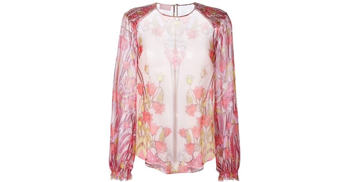 GIAMBATISTA VALLI SILK TULIP BLOUSE TOP SIZE 38 MADE IN ITALY EUC