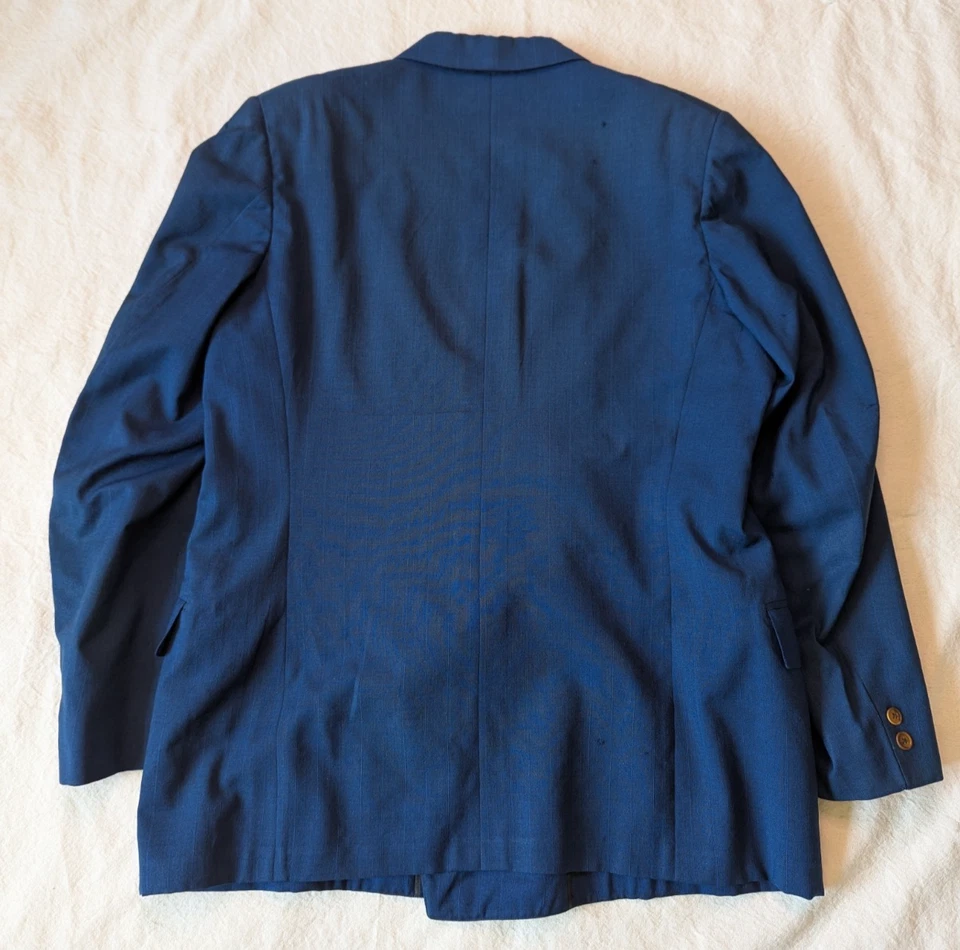 JCPenny винтажный 1940 Мужская двубортный синий Gaberdine блейзер куртка пик лацкан - Изображение 4 из 4