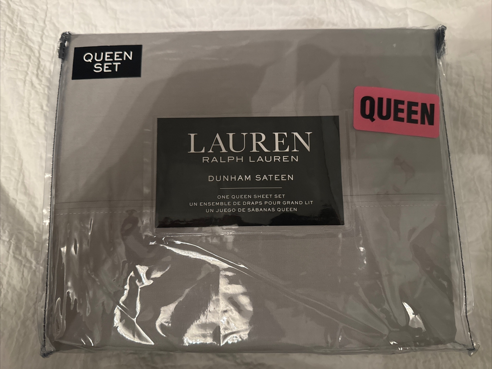 Ralph Lauren QUEEN Sheet Set Dunham Sateen Extra Deep 4pc Set Dove
