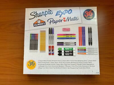 New Sharpie Expo Elmers PaperMate 36 Count School Supplies Pen Pencil Marker Etc