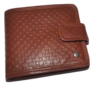 SCULLY HIDESIGN MEN'S LEATHER CHECK EMBOSSED BIFOLD CENTER-FLIP ID