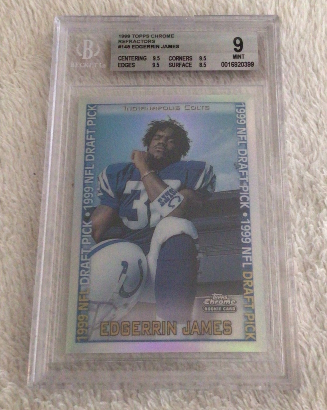 1999 Topps Chrome Refractor rookie #145 Edgerrin James BGS 9 (3 9.5 subgrades)