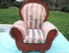 armchair upholstered doll wood fabric antique armchair upholstered doll wood old