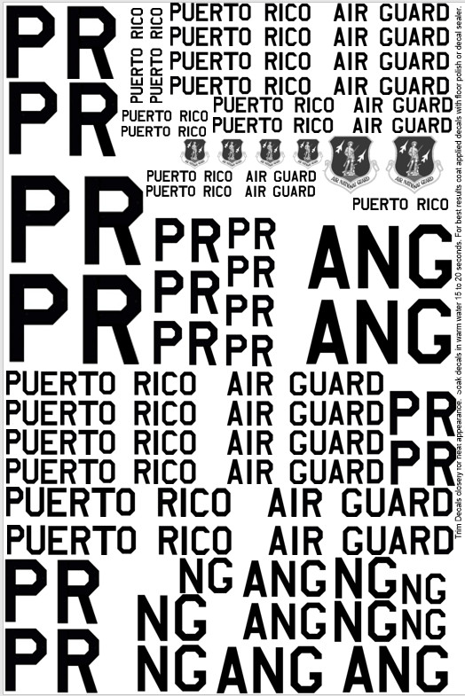 Puerto Rico Air Guard Decals 1/32 1/48 1/72 F-16 F-86 P-51 C-130 F-104 T-33 ANG