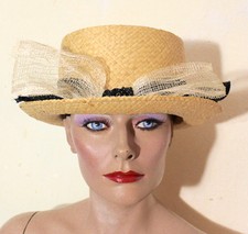 DKNY Donna Karan straw hat with large ribbon