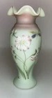 Fenton Green Burmese Lotus Mist Vase Daisy & Dragonfly No. 472 Of 2950 RARE LTD