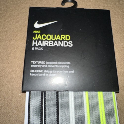 Nike Jacquard Headbands 6 Pack Adult Assorted 6PK Black/White/Gray / Green - Picture 2 of 4