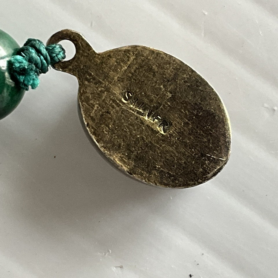 Malachite 24" Bead Necklace Gold & Silver Clasp Hand Knotted Vintage eBay