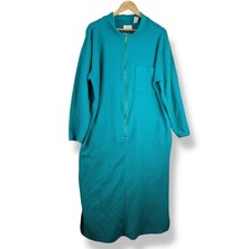 Go Softly Teal Textured Full Zip House Dress Womens Size Large Mumu Pockets