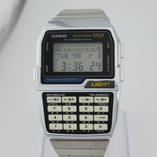 時計 CASIO DBC-1500 DATE BANK Casio Data Bank 150 Dbc-1500 1477 LCD Stainless Chrome Watch Wrist