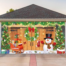 Foxrush 6x13ft Christmas Garage Door 70.8"W x 157.5"L Pack of 1 , Green