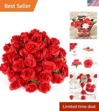 50pcs Small Red Rose Buds - Silk Flowers for Weddings, Parties  Crafts