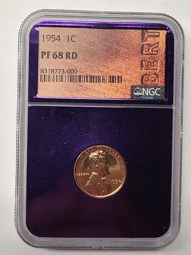 1954 1C Proof PF 68 RD Wheat Penny NGC "BERT" purple holder