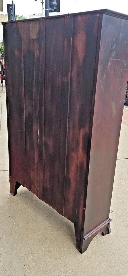 Antiguo gabinete librero victoriano eduardiano gótico caoba doble puerta Foto 4 de 4