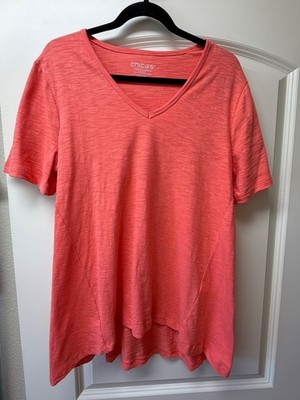 Chico's Womens Ultimate Tee Tunic Top, Cor l, Oversized Relaxed Flowy SZ-Large
