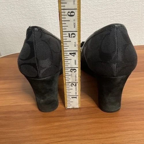 Coach Irene Negro Jacquard Logo Firma Punta Cerrada Tacones de Cuña Mujer Talla 9.5M Foto 4 de 4