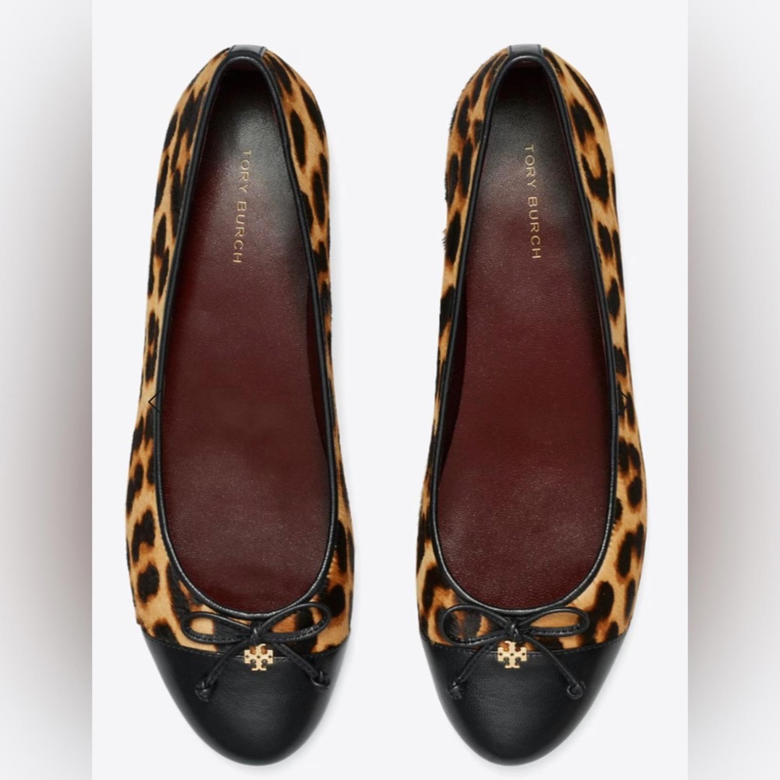 Tory Burch Cap Toe Ballet Flat in Classic Leopard Calf Hair Size 9 thumbnail 4