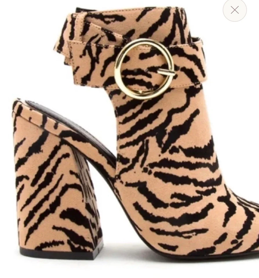 Zapatos de tacón alto Qupid Tiger de gamuza a rayas para mujer Cage-21 talla 7 nuevos en caja Foto 4 de 4