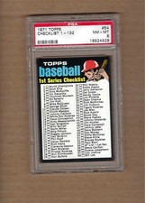 1971  TOPPS   1st  SERIES  CHECKLIST  #  64    PSA  8