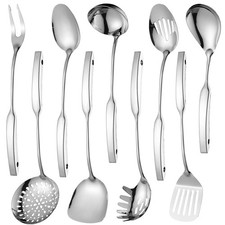 9PCS Silverware Set for 304 Stainless Steel Kitchen Square handle, Silver