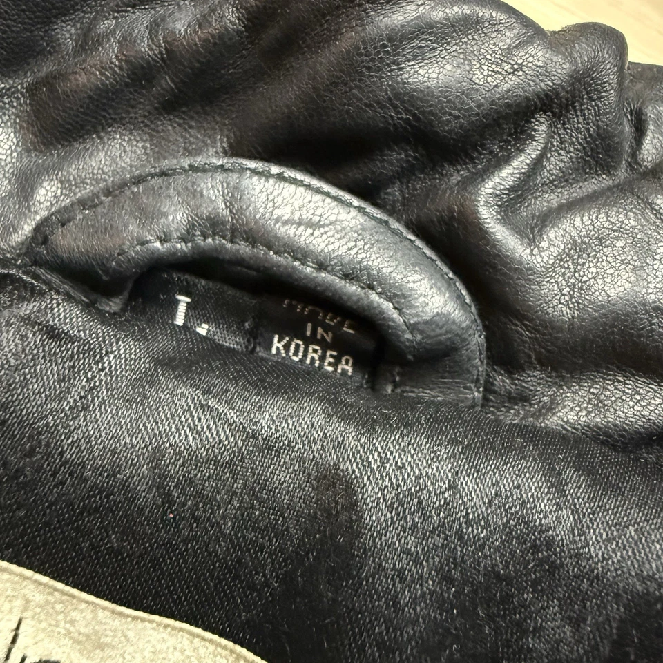 Chaqueta de cuero vintage Andrew Marc años 90 para mujer grande motociclista bombardero boxy Foto 4 de 4