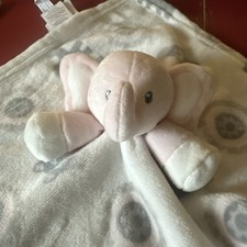 Blankets and Beyond Lovey Elephant Pink Gray Soft Baby Security Blanket 13"x13"
