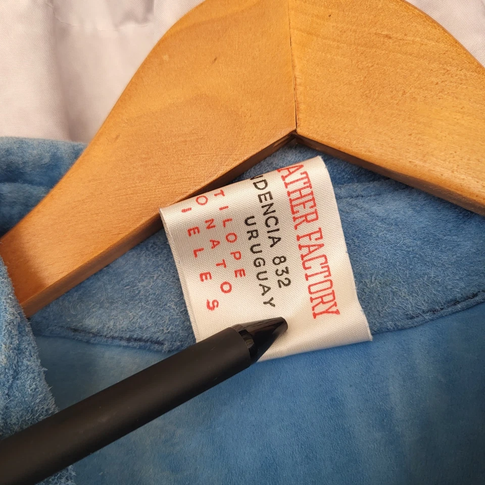 MONTEVIDEO Leather Factory Suede Pearl Snap Western Shirt Men's Large Sky Blue - Image 4 of 4