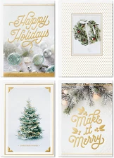 Hallmark Boxed Christmas Cards Assortment, 5 x 7.2 inches, White and Gold