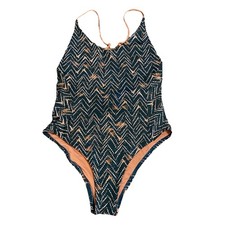 Costume da bagno DOLCE VITA pezzo unico Chevron piccolo collo a tuffo anello con cinturino zig zag